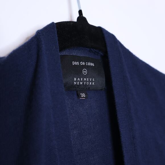PAS DE CALAIS Cotton Linen Cardigan Navy Blue Long Sleeves Women's 38/US 4-6 - Picture 8 of 9